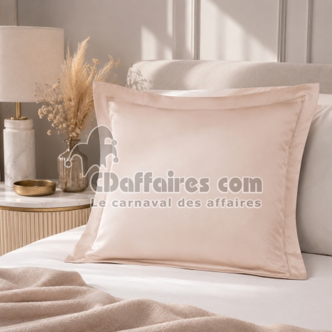 Taie d'Oreiller 65x65 cm Rose blush &ndash; Satin de Coton 120 Fils/cm&sup2; &ndash; H&ocirc;tellerie Haut de Gamme