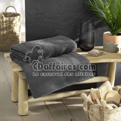 Drap de bain 90 x 150 cm &ndash; Coton &eacute;ponge uni Tendresse Anthracite &ndash; 500 g/m&sup2;