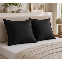 Lot de 2 Taies d&rsquo;oreiller 63 x 63 cm &ndash; Viscose de Bambou &ndash; Truffe &ndash; SALOM&Eacute;