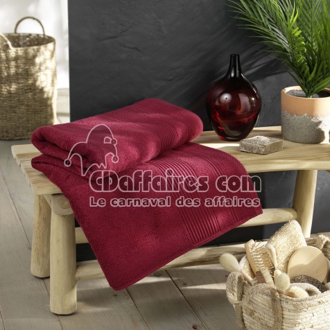 Drap de bain 90 x 150 cm &ndash; Coton &eacute;ponge uni Tendresse Rubis &ndash; 500 g/m&sup2;