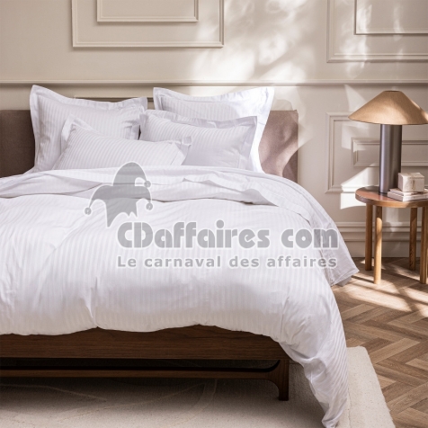Housse de couette 260 x 240 cm &mdash; satin de coton peign&eacute; Prestige &mdash; rayures 120 fils/cm&sup2;