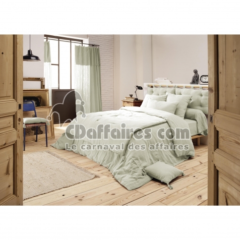 Housse de couette double gaze de coton 260 x 240 cm &ndash; Ga&iuml;a Vert d&rsquo;eau