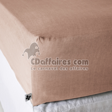 Drap-housse 90 x 190 cm &ndash; Lyocell uni LYSANDRE &ndash; Blush &ndash; Bonnet 30 cm