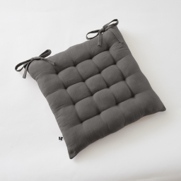 Assise Matelass&eacute;e 40 x 40 cm &ndash; Gaze de Coton GA&Iuml;A &ndash; Granit &ndash; Matelassage 16 Points