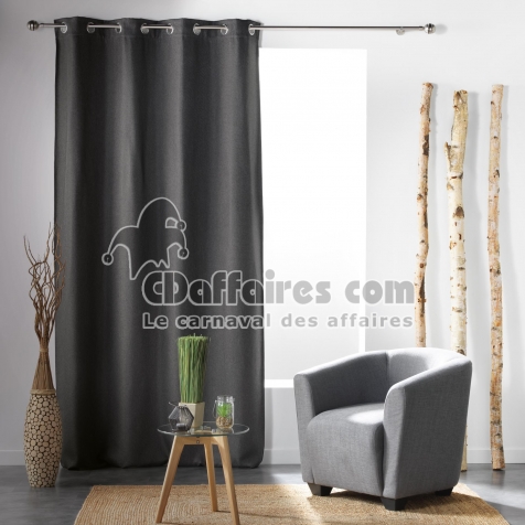Rideau &agrave; &oelig;illets &ndash; 135 x 240 cm &ndash; occultant &ndash; tiss&eacute; uni Tramina Anthracite