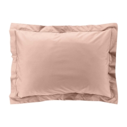 Taie d&rsquo;oreiller volant plat &ndash; 50 x 70 cm &ndash; percale unie 78 fils &ndash; point bourdon &ndash; Nude