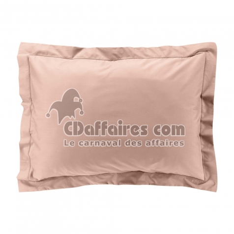 Taie d&rsquo;oreiller volant plat &ndash; 50 x 70 cm &ndash; percale unie 78 fils &ndash; point bourdon &ndash; Nude
