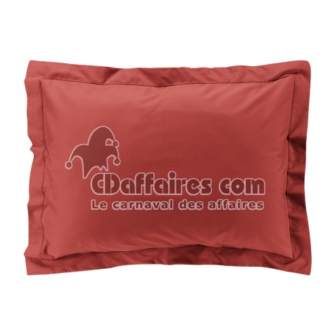 Taie d&rsquo;oreiller volant plat &ndash; 50 x 70 cm &ndash; percale unie 78 fils &ndash; point bourdon &ndash; Terracotta