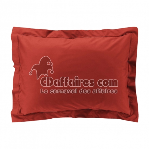 Taie d&rsquo;oreiller volant plat &ndash; 50 x 70 cm &ndash; percale unie 78 fils &ndash; point bourdon &ndash; Tomette