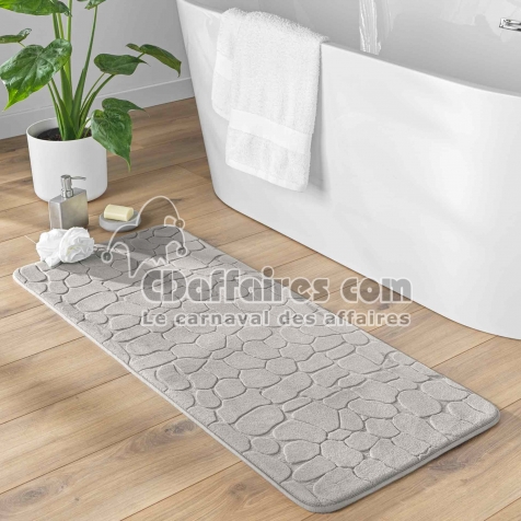 Tapis de Bain 50 x 120 cm &ndash; Microfibre Unie Relief Ricochet &ndash; Ultra Doux & AbsorbantGris Clair