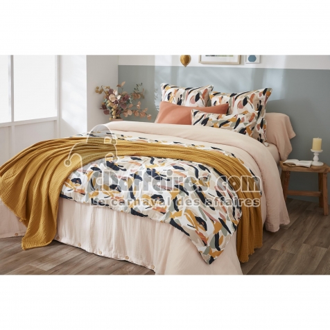 Bout de lit 90 x 200 cm &ndash; Double Gaze de coton imprim&eacute;e &ndash; JULIA