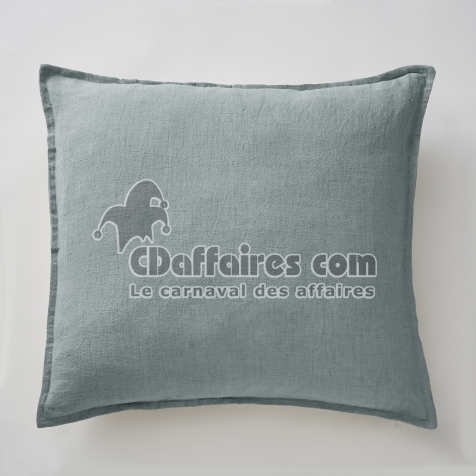 Taie d&rsquo;Oreiller 60 x 60 cm &ndash; Lin Lav&eacute; Fran&ccedil;ais Luxe Soline - Azur