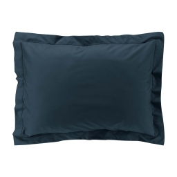 Taie d&rsquo;oreiller volant plat &ndash; 50 x 70 cm &ndash; percale unie 78 fils &ndash; point bourdon &ndash; Bleu