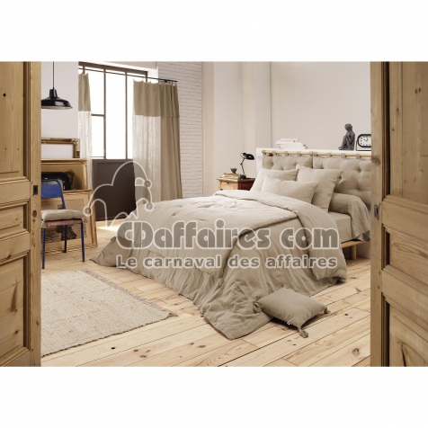 Housse de couette 260 x 240 cm &ndash; Double Gaze de Coton - Ga&iuml;a &ndash;  Ficelle