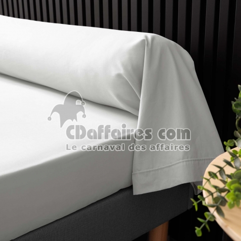 Taie de traversin 85 x 185 cm &ndash; percale de coton 78 fils &ndash; Blanc &ndash; point bourdon