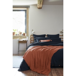 Plaid à franges 180 x 220 cm – Double gaze de coton GAÏA Terracotta
