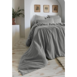 Housse de couette 140 x 200 cm – Lyocell Uni – LYSANDRE – Granit