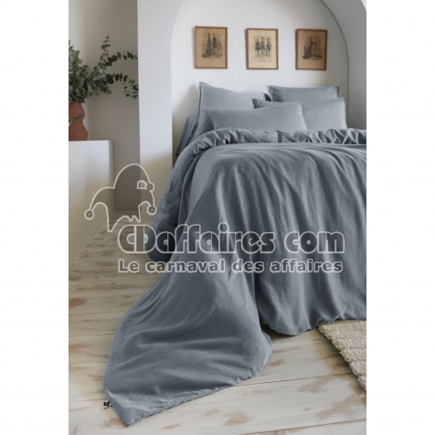 Housse de couette 140 x 200 cm &ndash; Lyocell Uni &ndash; LYSANDRE &ndash; Stone