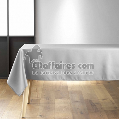 Nappe rectangulaire 140 x 250 cm &ndash; Polyester uni &ndash; Essentiel Gris