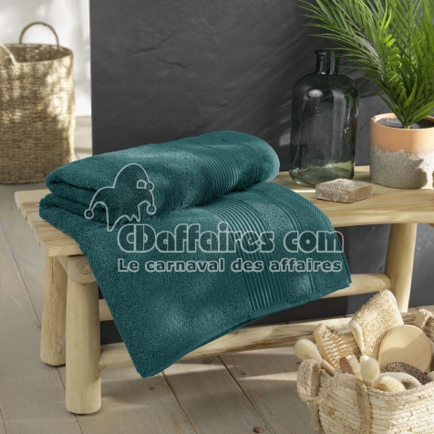 Drap de bain 90 x 150 cm &ndash; Coton &eacute;ponge uni Tendresse Emeraude &ndash; 500 g/m&sup2;
