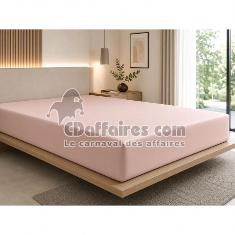 Drap-Housse 180 x 200 cm Prestige Blush &ndash; Satin de Coton Peign&eacute; 120 fils/cm&sup2; &ndash; Bonnet 30 cm