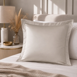 Taie d'Oreiller 65x65 cm Sable &ndash; Satin de Coton 120 Fils/cm&sup2; &ndash; H&ocirc;tellerie Haut de Gamme