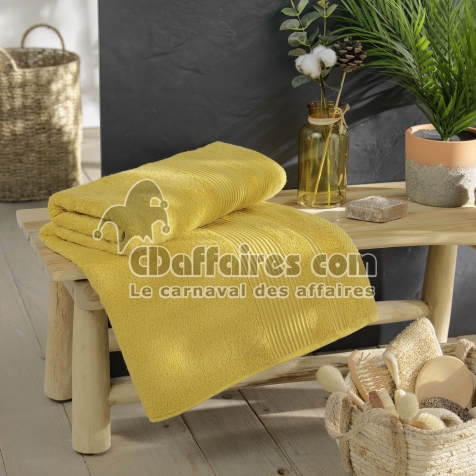 Drap de bain 90 x 150 cm &ndash; Coton &eacute;ponge uni Tendresse Mimosa &ndash; 500 g/m&sup2;