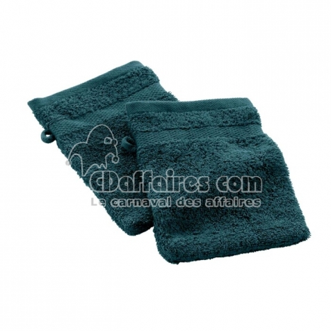 2 gants de toilette 15 x 21 cm eponge unie elegance Bleu