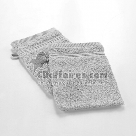 2 gants de toilette 15 x 21 cm eponge unie tendresse Gris Perle