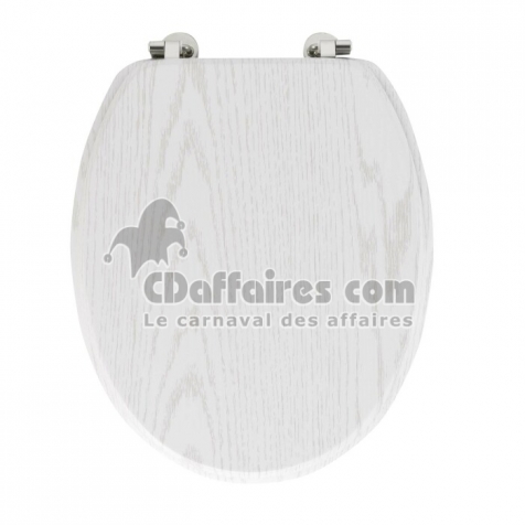 Abattant wc charnieres metal 37.5 x 46 cm mdf effet bois strata Blanc