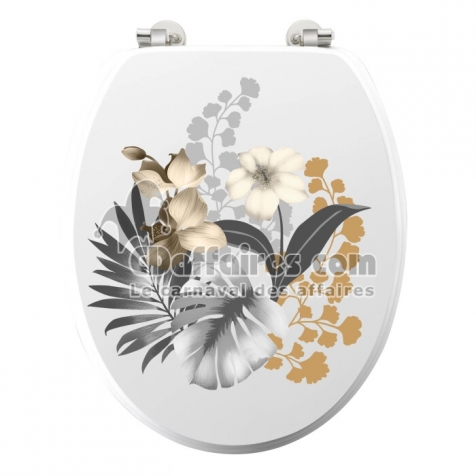 Abattant wc charnieres metal 37.5 x 46 cm mdf imprime kelly Blanc