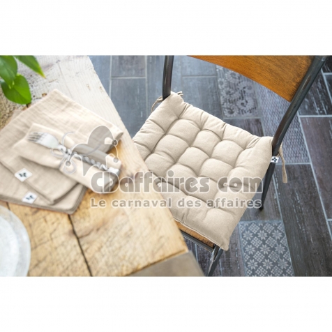 Assise matelassée 38 x 38 cm coton uni kala grège Beige
