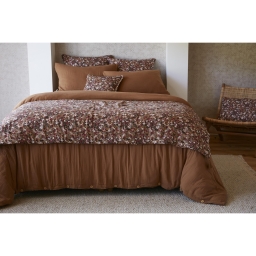 Bout de lit 90 x 200 cm double gaze de coton imprimée capucine Camel