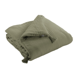 Bout de lit double gaze de coton luxe 90 x 200 cm Gaia Romarin