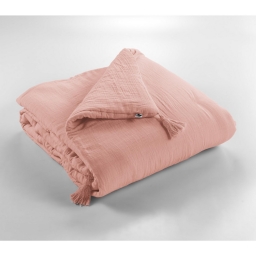 Bout de lit gaze de coton 90 x 200 cm gaïa rose pêche Rose