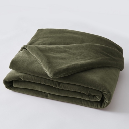 Bout de lit gaze de coton 90 x 200 cm velours de coton César Vert thym