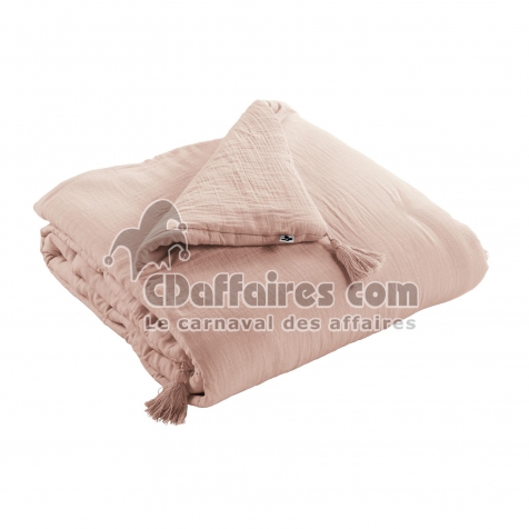 Bout de lit gaze de coton 90 x 220 cm guimauve Rose
