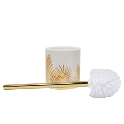Brosse wc (0) 10.6 x ht 40 cm ceramique imprimee or orbella Blanc