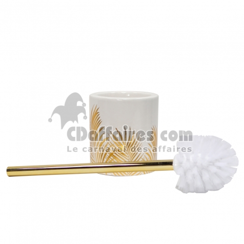 Brosse wc (0) 10.6 x ht 40 cm ceramique imprimee or orbella Blanc