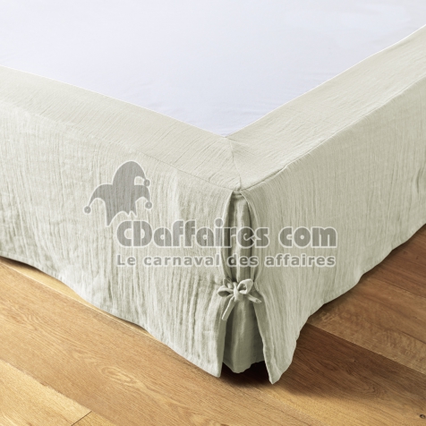 Cache-sommier gaze de coton 160 x 200 cm Gaia vert d'eau