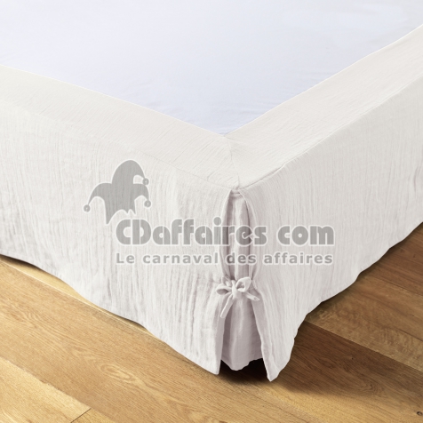Cache-sommier gaze de coton 180 x 200 cm Gaia Blanc