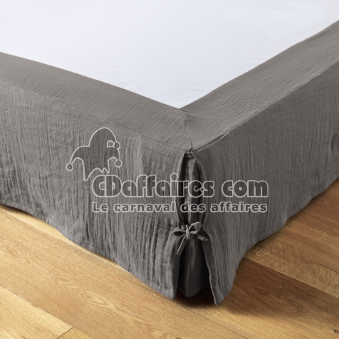 Cache-sommier gaze de coton 90 x 190 cm Gaia Anthracite