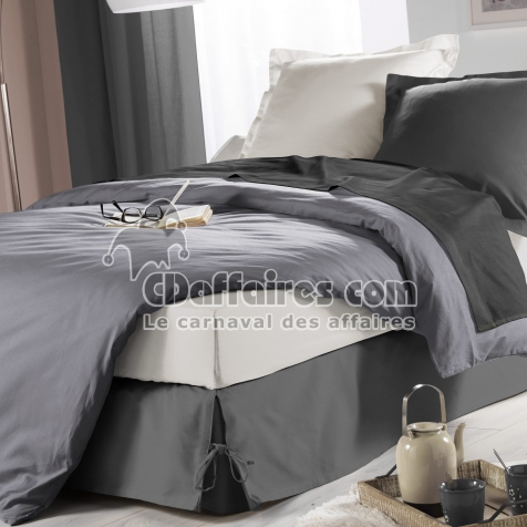 Cache sommier nouettes 90 x 190 cm panama polycoton sommina Anthracite