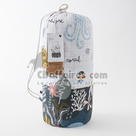 couette temp&eacute;r&eacute;e doucle face 240 x 220 cm coton imprim&eacute; Octopia