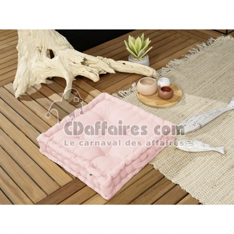 Coussin de sol 50 x 50 x 10 cm  Déperlant anti UV Kala Rose clair