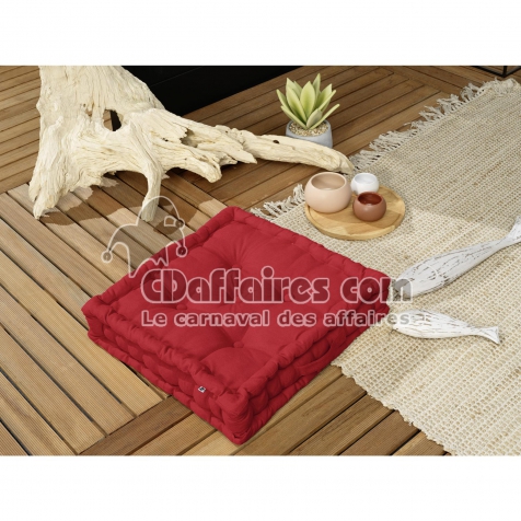 Coussin de sol 50 x 50 x 10 cm  Déperlant anti UV Rouge