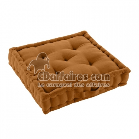Coussin de sol d&eacute;houssable  50 x 50 x 10 cm coton/polyester recycl&eacute; Twily Camel