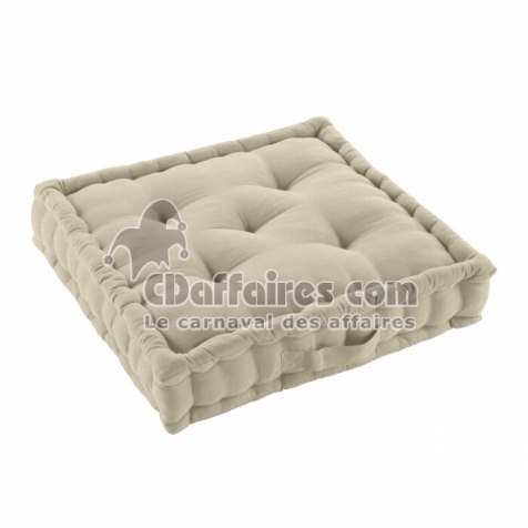 Coussin de sol d&eacute;houssable  50 x 50 x 10 cm coton/polyester recycl&eacute; Twily Ecru