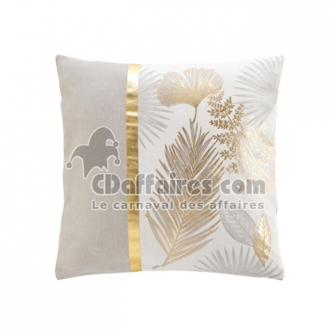 Coussin dehous. compr. 45 x 45 cm coton/polyester imp. metal. melisse des place Sans