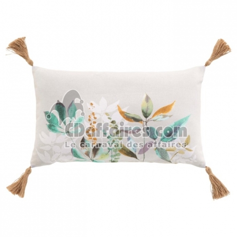 Coussin dehous. compr. pompons 30 x 50 cm coton/polyester imp. dilaris des place Sans